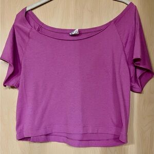 PINK Victoria's Secret Magenta Cropped Off Shoulder Tee Size Small